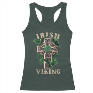 Irish Viking Racerback Tank Top Celtic Cross Odin's Raven TS09 Dark Forest Green Print Your Wear