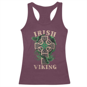 Irish Viking Racerback Tank Top Celtic Cross Odin's Raven TS09 Maroon Print Your Wear