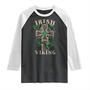 Irish Viking Raglan Shirt Celtic Cross Odin's Raven TS09 Black White Print Your Wear