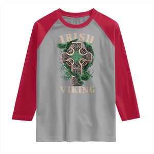 Irish Viking Raglan Shirt Celtic Cross Odin's Raven TS09 Sport Gray Red Print Your Wear