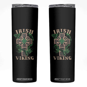 Irish Viking Skinny Tumbler Celtic Cross Odin's Raven TS09 Black Print Your Wear
