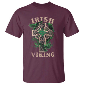 Irish Viking T Shirt Celtic Cross Odin's Raven TS09 Maroon Print Your Wear