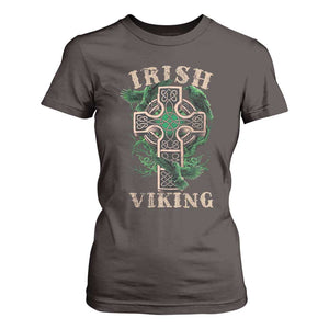 Irish Viking T Shirt For Women Celtic Cross Odin's Raven TS09 Dark Chocolate Print Your Wear