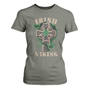 Irish Viking T Shirt For Women Celtic Cross Odin's Raven TS09 Military Green Print Your Wear