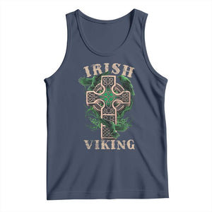 Irish Viking Tank Top Celtic Cross Odin's Raven TS09 Navy Print Your Wear