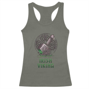 Irish Viking Racerback Tank Top Celtic Thor Mjolnir TS09 Military Green Print Your Wear