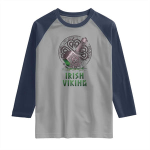 Irish Viking Raglan Shirt Celtic Thor Mjolnir TS09 Sport Gray Navy Print Your Wear