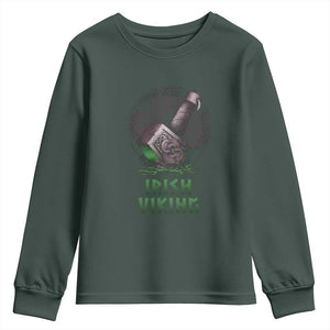 Irish Viking Youth Sweatshirt Celtic Thor Mjolnir TS09 Dark Forest Green Print Your Wear