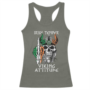 Funny Irish Viking Racerback Tank Top Irish Temper Viking Attitude TS09 Military Green Print Your Wear