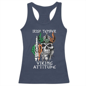 Funny Irish Viking Racerback Tank Top Irish Temper Viking Attitude TS09 Navy Print Your Wear