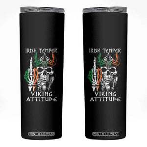 Funny Irish Viking Skinny Tumbler Irish Temper Viking Attitude TS09 Black Print Your Wear