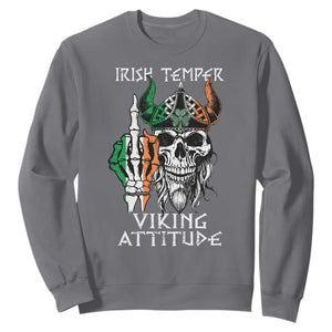 Funny Irish Viking Sweatshirt Irish Temper Viking Attitude TS09 Charcoal Print Your Wear