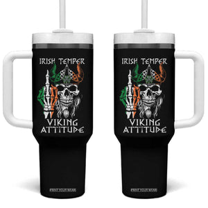 Funny Irish Viking Tumbler With Handle Irish Temper Viking Attitude TS09 One Size: 40 oz Black Print Your Wear