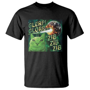 Funny Alien Cat Meme T Shirt Glerp Glorp Zib Zib TS09 Black Print Your Wear