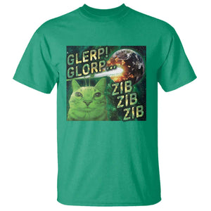 Funny Alien Cat Meme T Shirt Glerp Glorp Zib Zib TS09 Irish Green Print Your Wear