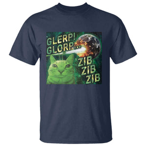 Funny Alien Cat Meme T Shirt Glerp Glorp Zib Zib TS09 Navy Print Your Wear