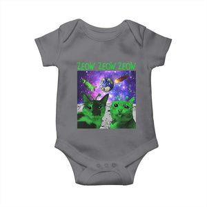 Funny Alien Cat Meme Baby Onesie Green Cats ZEOW ZEOW TS09 Charcoal Print Your Wear