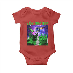Funny Alien Cat Meme Baby Onesie Green Cats ZEOW ZEOW TS09 Red Print Your Wear