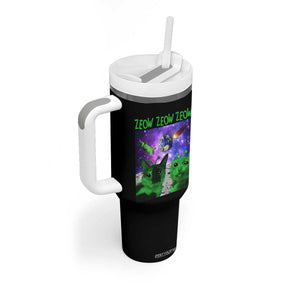 Funny Alien Cat Meme Tumbler With Handle Green Cats ZEOW ZEOW TS09 Print Your Wear
