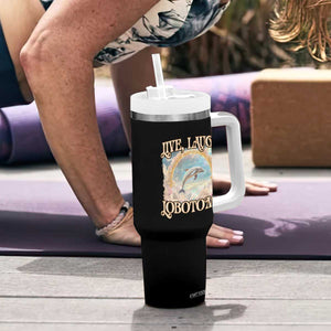 Funny Dolphin Meme Tumbler With Handle Live Laugh Lobotomy TS09 Print Your Wear