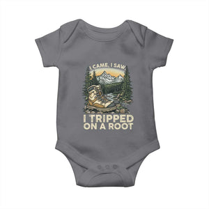 Hiking Baby Onesie I Came I Saw I Tripped On A Root TS09 Charcoal Print Your Wear