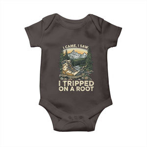 Hiking Baby Onesie I Came I Saw I Tripped On A Root TS09 Dark Chocolate Print Your Wear