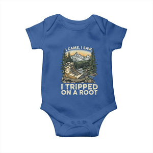 Hiking Baby Onesie I Came I Saw I Tripped On A Root TS09 Royal Blue Print Your Wear