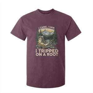 Hiking T Shirt For Kid I Came I Saw I Tripped On A Root TS09 Maroon Print Your Wear