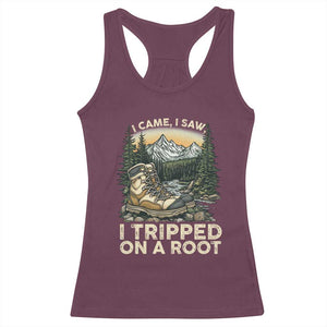 Hiking Racerback Tank Top I Came I Saw I Tripped On A Root TS09 Maroon Print Your Wear