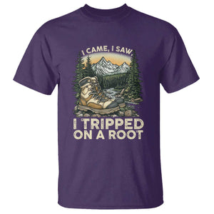 Hiking T Shirt I Came I Saw I Tripped On A Root TS09 Purple Print Your Wear