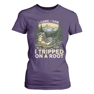 Hiking T Shirt For Women I Came I Saw I Tripped On A Root TS09 Purple Print Your Wear