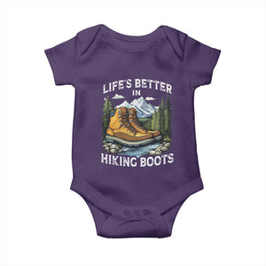 Hiking Baby Onesie Life's Better in Hiking Boots TS09 Purple Print Your Wear