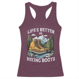 Hiking Racerback Tank Top Life's Better in Hiking Boots TS09 Maroon Print Your Wear
