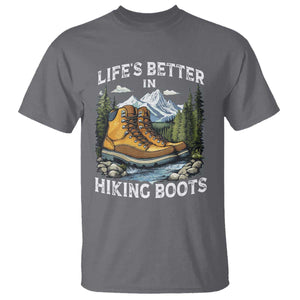 Hiking T Shirt Life's Better in Hiking Boots TS09 Charcoal Print Your Wear