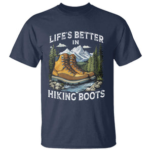 Hiking T Shirt Life's Better in Hiking Boots TS09 Navy Print Your Wear