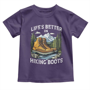 Hiking Toddler T Shirt Life's Better in Hiking Boots TS09 Purple Print Your Wear