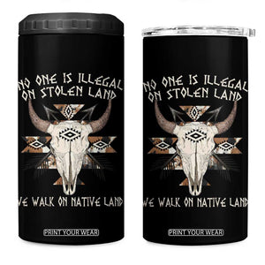 No One Is illegal On Stolen Land 4 in 1 Can Cooler Tumbler TS09 One Size: 16 oz Black Print Your Wear