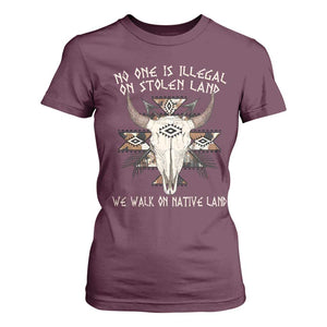 No One Is illegal On Stolen Land T Shirt For Women TS09 Maroon Print Your Wear