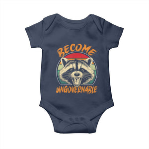 Anarchism Baby Onesie Become Ungovernable Angry Raccoon TS09 Navy Print Your Wear