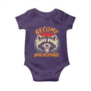 Anarchism Baby Onesie Become Ungovernable Angry Raccoon TS09 Purple Print Your Wear