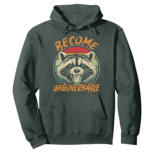 Anarchism Hoodie Become Ungovernable Angry Raccoon TS09 Dark Forest Green Print Your Wear
