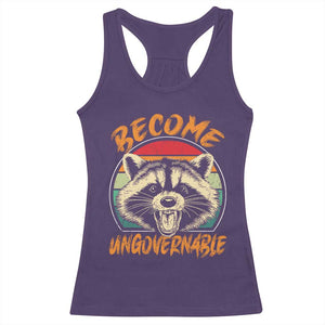 Anarchism Racerback Tank Top Become Ungovernable Angry Raccoon TS09 Purple Print Your Wear