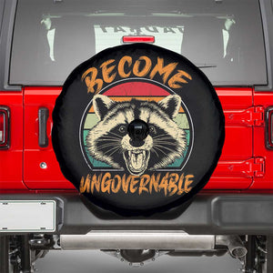 Anarchism Spare Tire Cover Become Ungovernable Angry Raccoon TS09 Black Print Your Wear