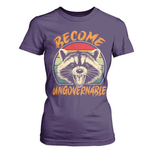 Anarchism T Shirt For Women Become Ungovernable Angry Raccoon TS09 Purple Print Your Wear