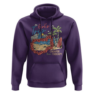 Summer Vacation Hoodie Girl's Trip Cheaper Than Therapy Beach TS09 Purple Print Your Wear