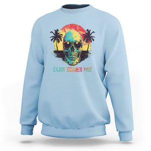Enjoy Summer Vibe Cool Skull Aesthetic Beach Lover Sweatshirt TS09 Light Blue Print Your Wear