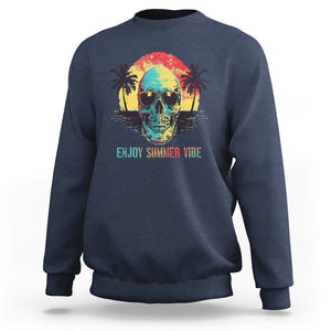 Enjoy Summer Vibe Cool Skull Aesthetic Beach Lover Sweatshirt TS09 Navy Print Your Wear