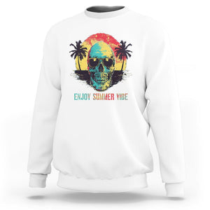 Enjoy Summer Vibe Cool Skull Aesthetic Beach Lover Sweatshirt TS09 White Print Your Wear