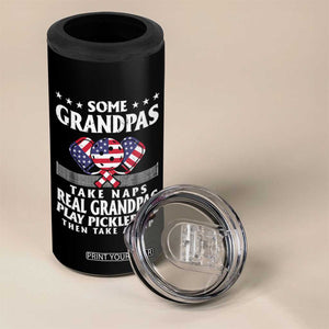 Funny Some Grandpas Take Naps Real Grandpas Play Pickleball 4 in 1 Can Cooler Tumbler TS09 Print Your Wear