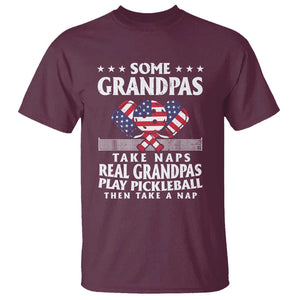 Funny Some Grandpas Take Naps Real Grandpas Play Pickleball T Shirt TS09 Maroon Print Your Wear